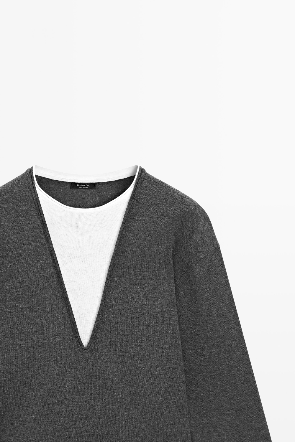 Massimo Dutti Свитер из смесового хлопка с контрастной отделкой, маренго