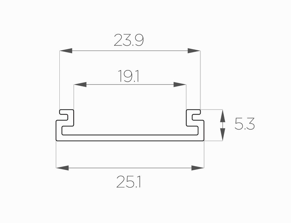 Профиль накладной алюминиевый LC-LP-0525-2 Anod