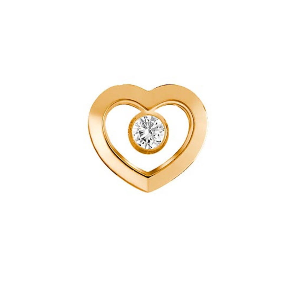 Серьги из медицинской стали Heart Golden Solitare Swarovski Biojoux