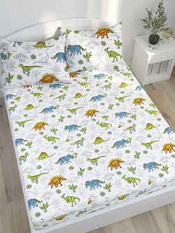 Постельное белье Сказка "Динозавры" 1,5-сп Наволочка 50х70 см 1 шт Простынь 150х215 см Пододеяльник 145х215 см, перкаль