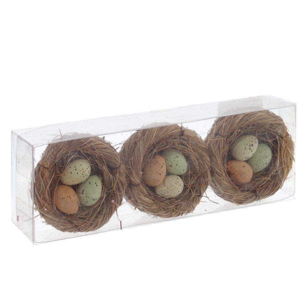 GAEM Набор из 3-х изделий декоративных "Гнездо пасхальное" (6,5*4,5), L21 W7 H4,5 см