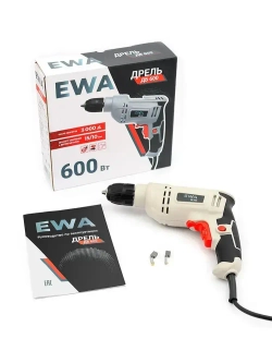 Дрель электрическая от сети, EWA, 600 Вт, регулировка оборотов 0-3000 об/мин, патрон до 10 мм