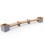 Лавка Rail Road 03 радиусная с 2-мя вазонами и подлокотниками