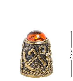 AM-2025 Наперсток «Море» (латунь, янтарь)