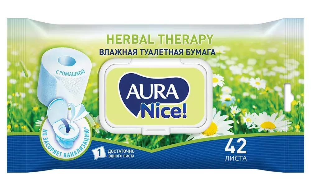 Влажная туалетная бумага 168 шт, AURA NICE