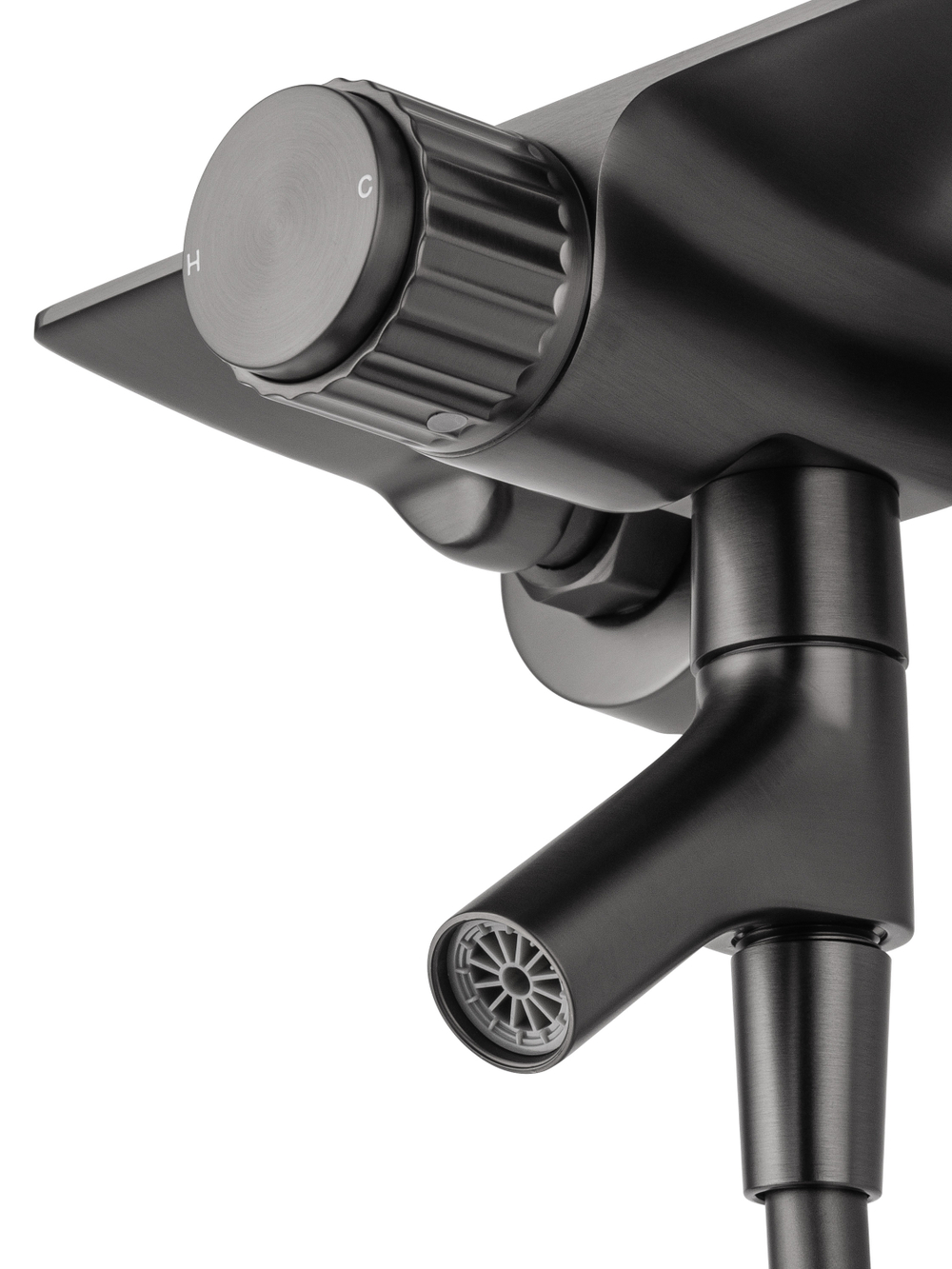 Смеситель для ванны с душевым гарнитуром WONZON & WOGHAND CLICK, Темный графит (WW- FE05L222-BGG)