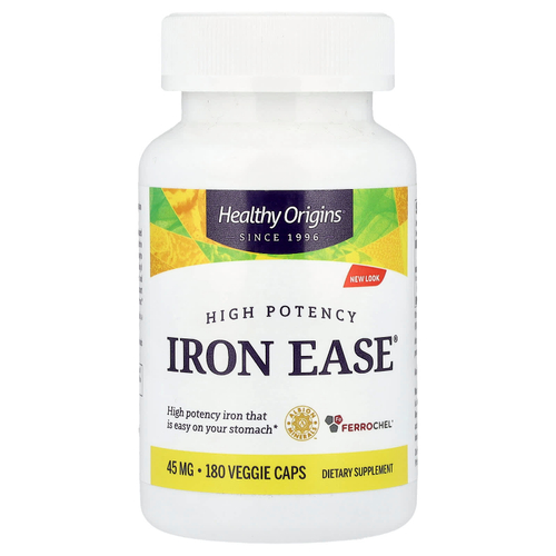 Healthy Origins, Iron Ease®, 45 мг, 180 растительных капсул