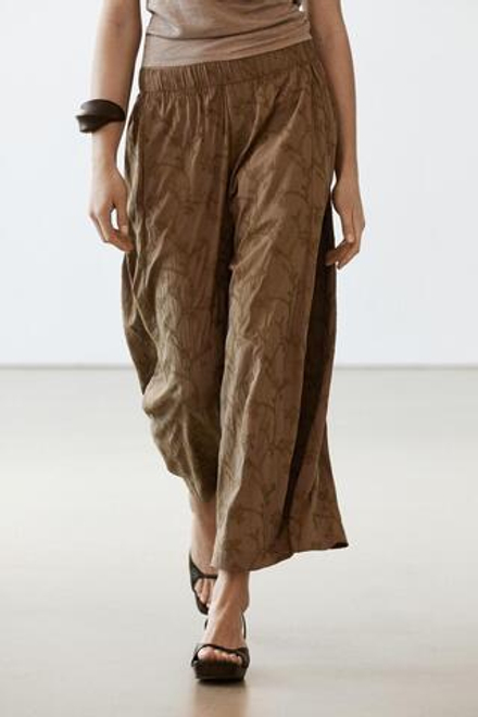 Massimo Dutti Брюки с вышивкой и эластичным поясом, хаки