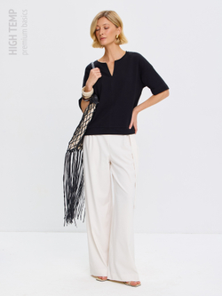 Плотная футболка из футера 2-нитки с V-вырезом HIGH TEMP