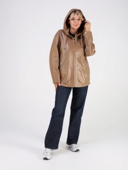 Кожаная куртка демисезонная с капюшоном
