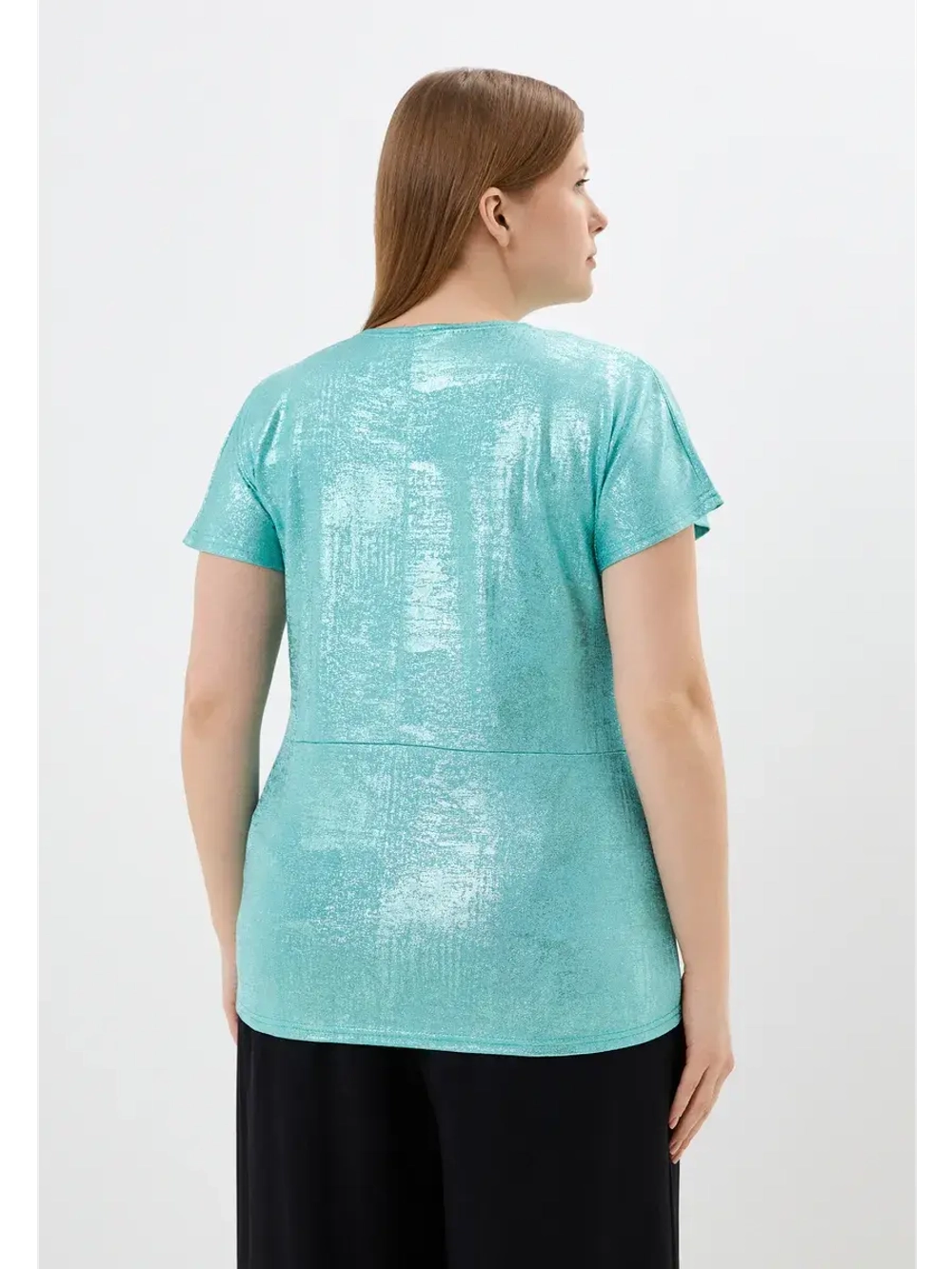 Блузка блестящая с коротким рукавом