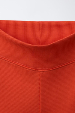 ZARA КОРОТКИЕ ВЕЛОСИПЕДКИ В РУБЧИК, ОРАНЖЕВЫЙ