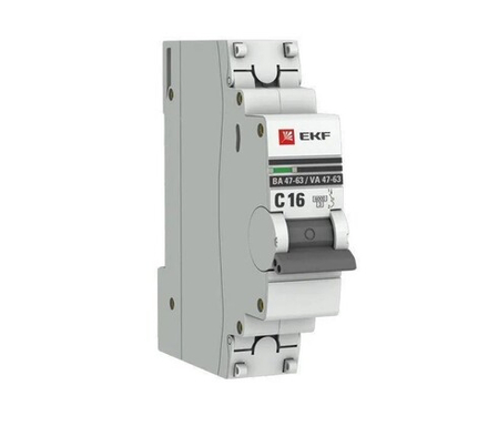 Выключатель автоматический модульный 1п С 16А 6кA BA 47-63 PROxima EKF  mcb4763-6-1-16С-рго