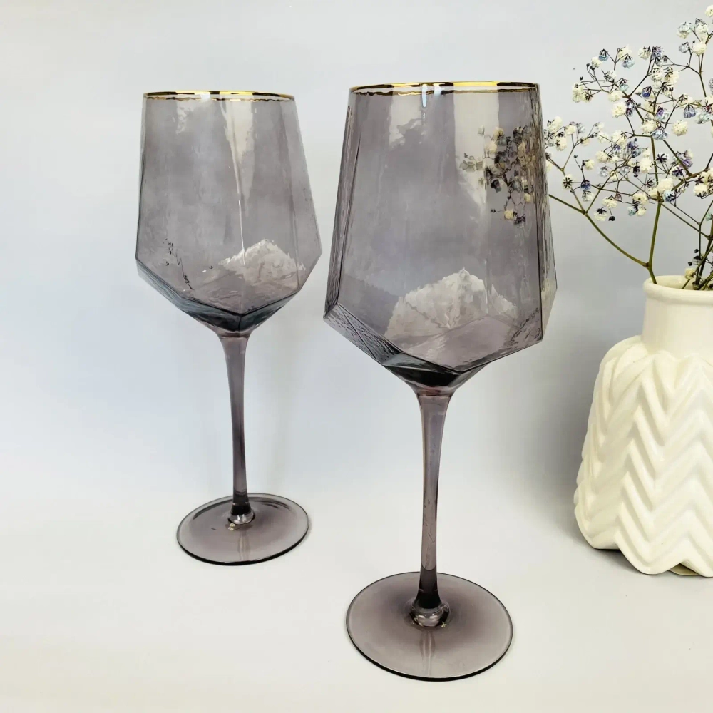 Бокал для вина 500мл «ICE CRYSTAL» в наборе 4шт, графит