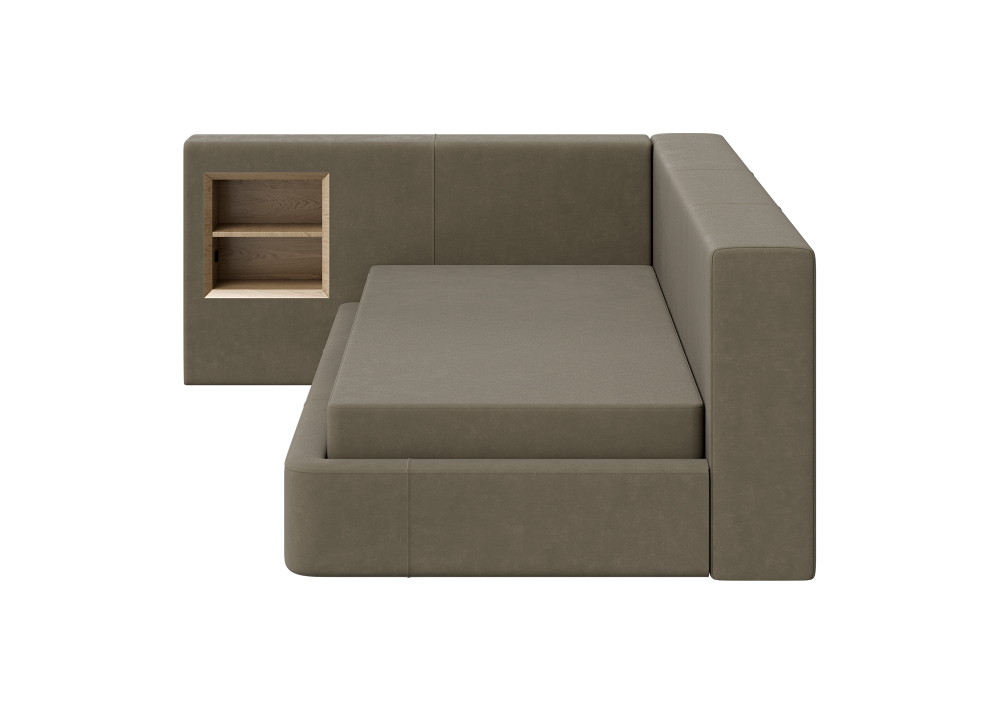 Диван-кровать Cube c нишей M (серо-зеленый FiberGuardе)