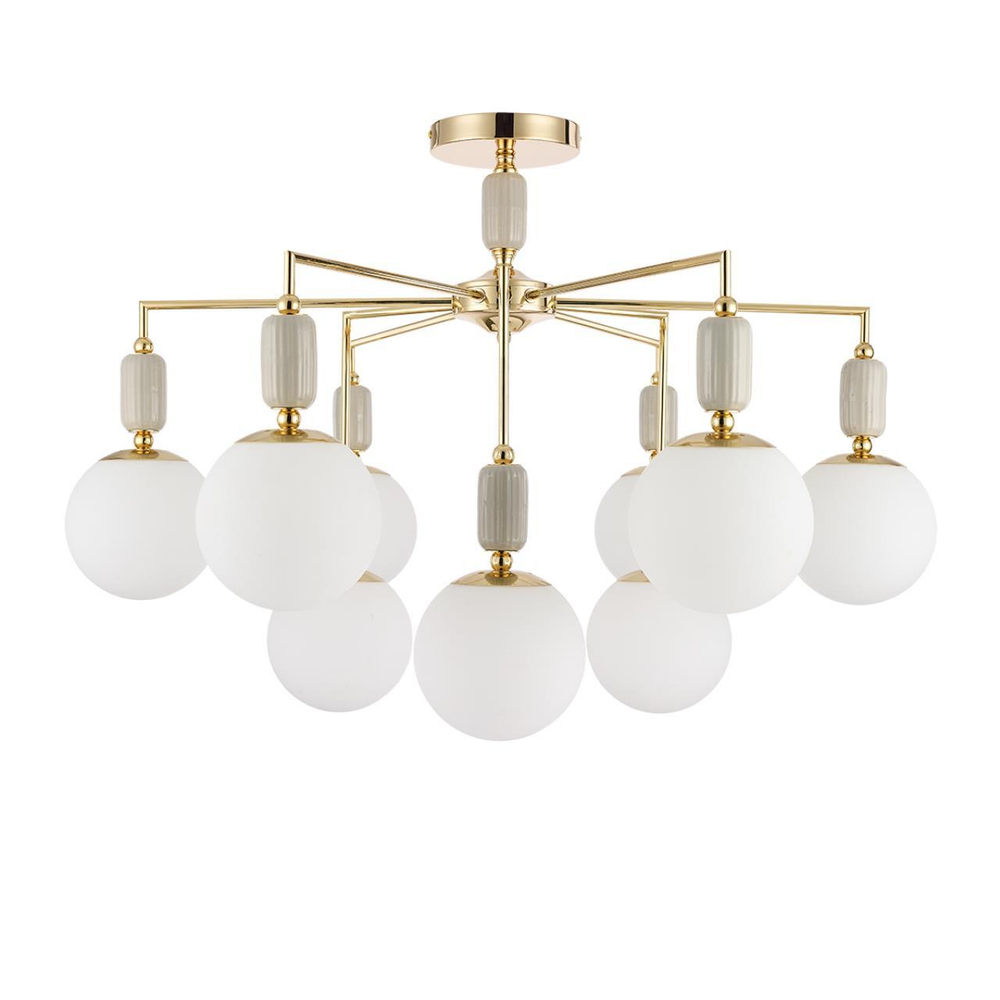 6580/9C CLASSI LN25 54 французское золото, серый/белый металл, керамика/стекло Люстра потолочная E14 9*40W 220V VIVIEN