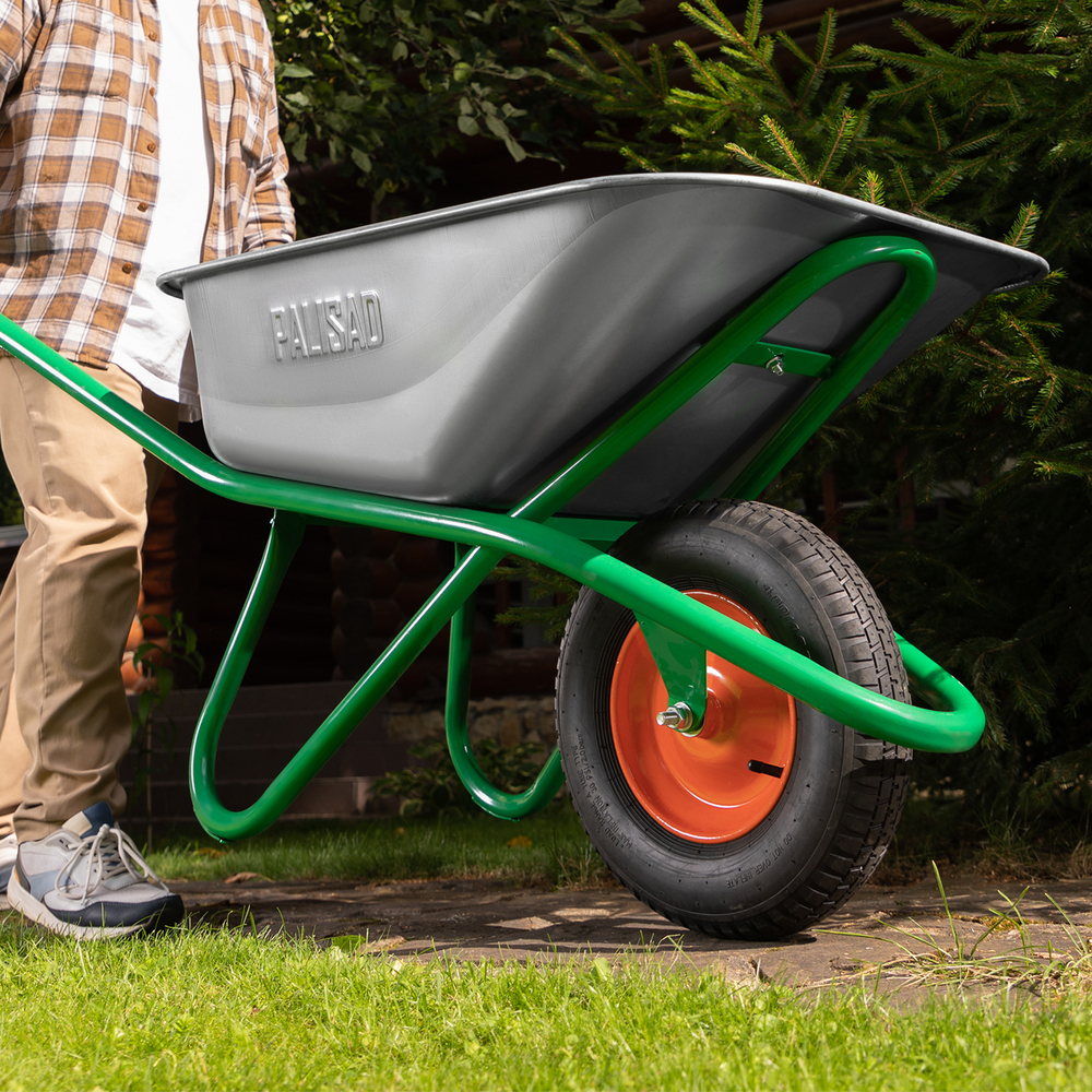 Тачка садово-строительная, усиленная, грузоподъемность 200 кг, объем 90 л Palisad