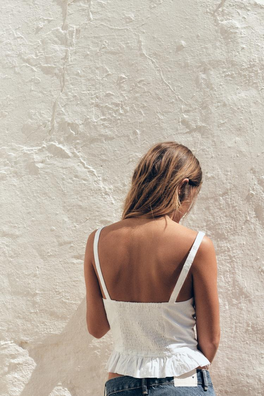 ZARA ТОП В БЕЛЬЕВОМ СТИЛЕ С ВЫШИВКОЙ, БЕЛЫЙ