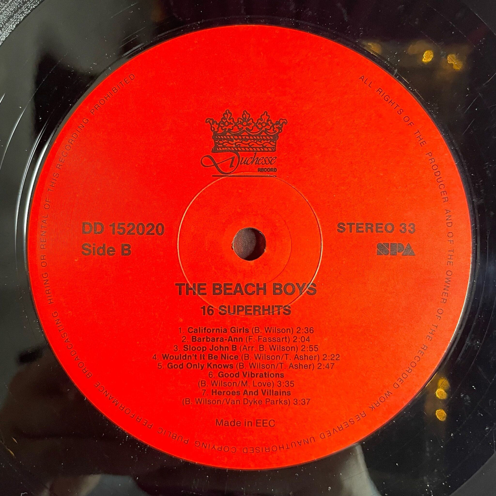 Винтажная виниловая пластинка LP The Beach Boys 16 Superhits (Germany 1988)