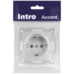 Розетка Intro Accent 6-202-03 2P+E Schuko 16А-250В IP20 СУ AL/CU алюминий | Intro