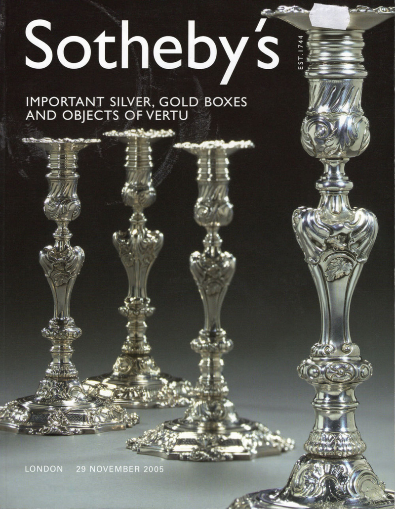 Каталог аукциона Sotheby's, Лондон, Серебро, золотые шкатулки, объекты роскоши от 29 ноября 2005 года