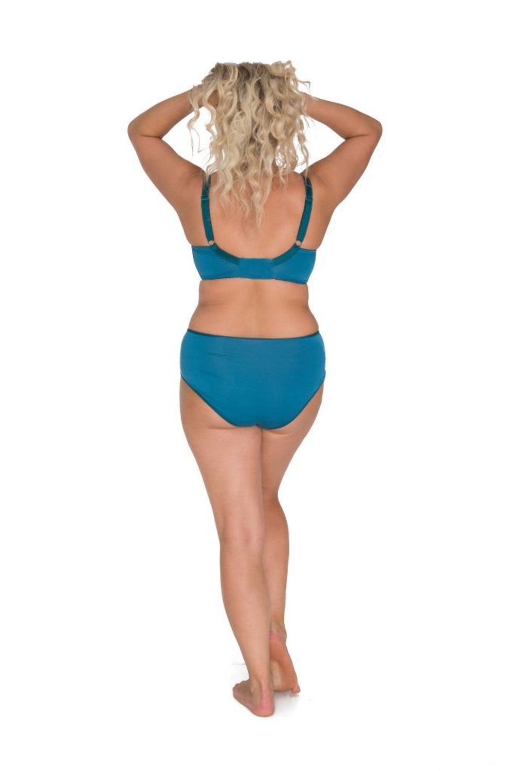 Бюстгальтер plus size на косточках из сетки и кружева (Размер: 75K) (Цвет: бирюзовый)