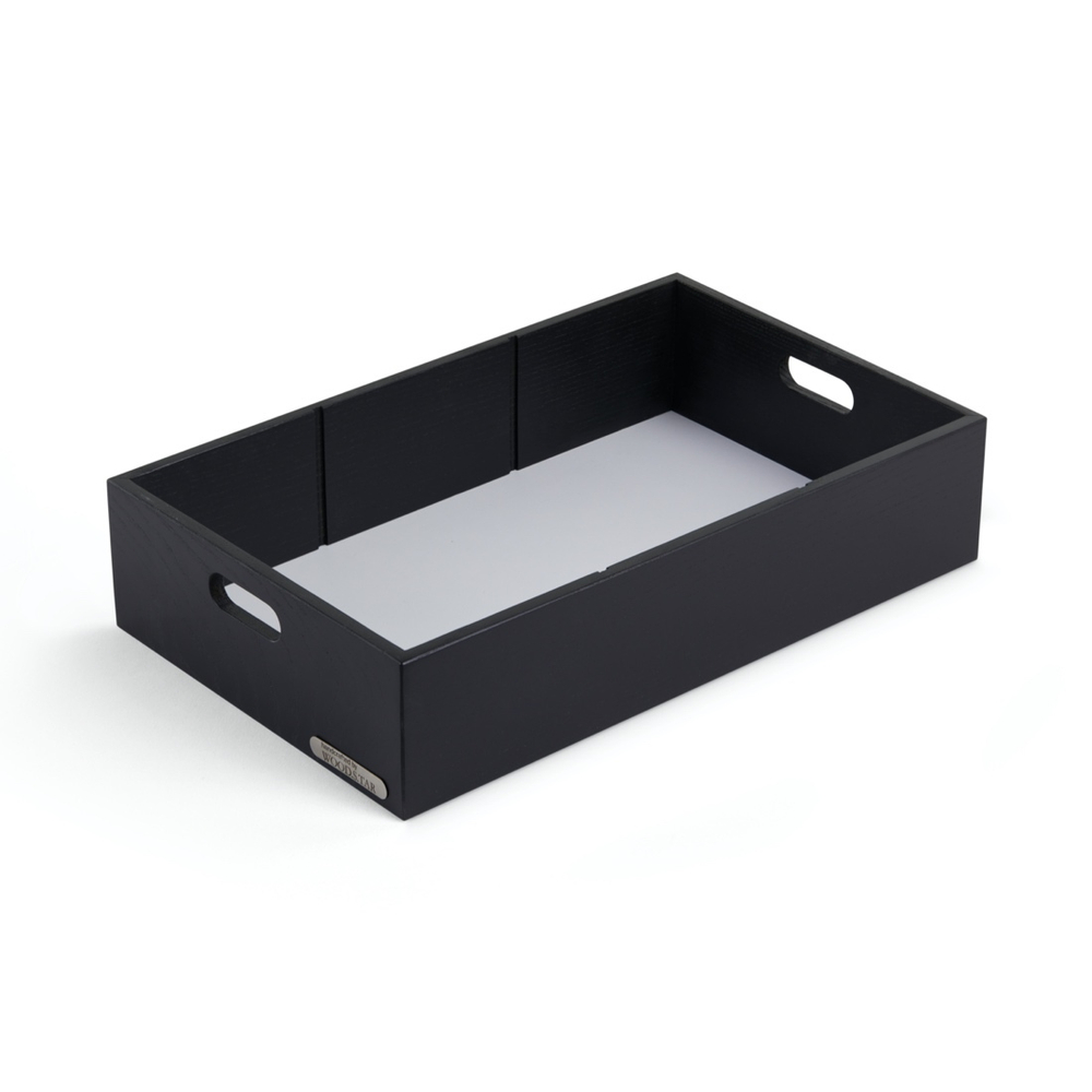 Ящик для хранения со съемными перегородками, 48х28х9 см, черный цвет дерева
