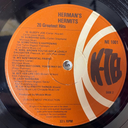 Винтажная виниловая пластинка LP Herman's Hermits 20 Greatest Hits (UK 1977)