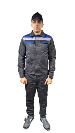 Костюм "Nerss-Логан": куртка, п/к серый с васильковым СОП 50мм