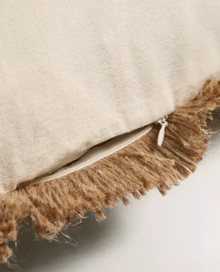 ZARA HOME НАВОЛОЧКА ДЛЯ ДЕКОРАТИВНОЙ ПОДУШКИ С БАХРОМОЙ ИЗ ДЖУТА, СВЕТЛО-БЕЖЕВЫЙ