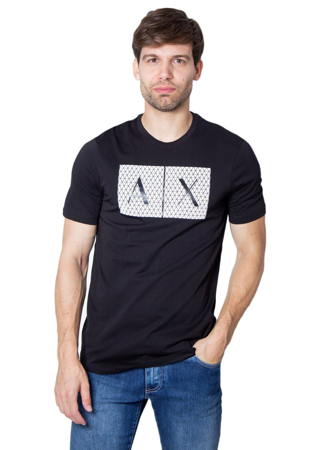 Armani Exchange T-SHIRT SLIM FIT - Футболка с принтом - Чёрный
