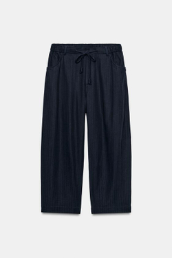 ZARA БРЮКИ ИЗ ТКАНИ «ЁЛОЧКА» — ZW COLLECTION, МОРСКОЙ СИНИЙ