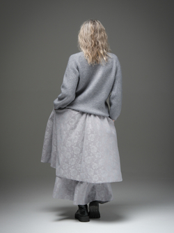 Юбка / в два яруса /серое кружево на трикотаже