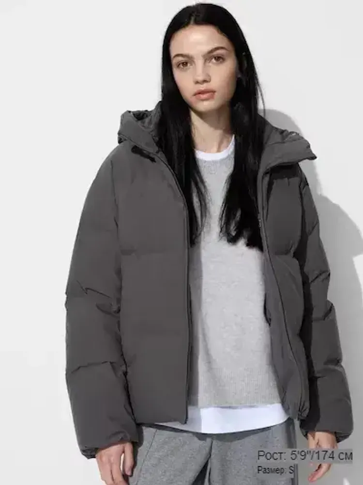 UNIQLO ПУХОВИК, СЕРЫЙ