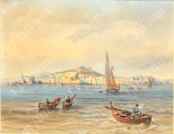 Карл Фридрих Шинкель (1781–1841). Вид Неаполя. Бумага, акварель. Неаполь, 1804 г. 24х34,5 см.