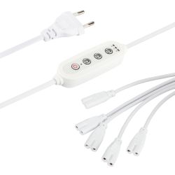 Разветвитель сетевой для линейных светильников ЭРА 5х IEC C7 2pin+timer на 5 точек с таймером 9, 12, 15H 2м | Аксессуары для фито светильников