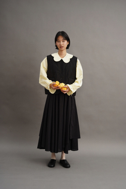 Юбка асимметричная двухслойная из черного батиста