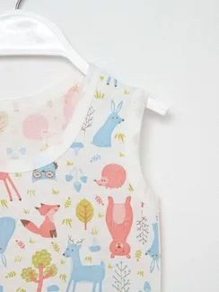 Боди-майка, цвет молочный/голубой, рост 68 см