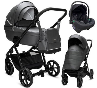 Детская коляска Noordi Fjordi Leather V2 3 в 1 с автокреслом Terra Edusky Black 1462819 Shadow Grey