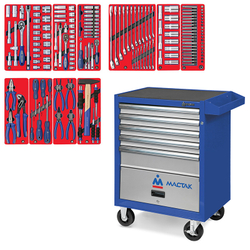 Набор инструментов &quot;СТАНДАРТ&quot; в синей тележке, 186 предметов МАСТАК 52-05186B