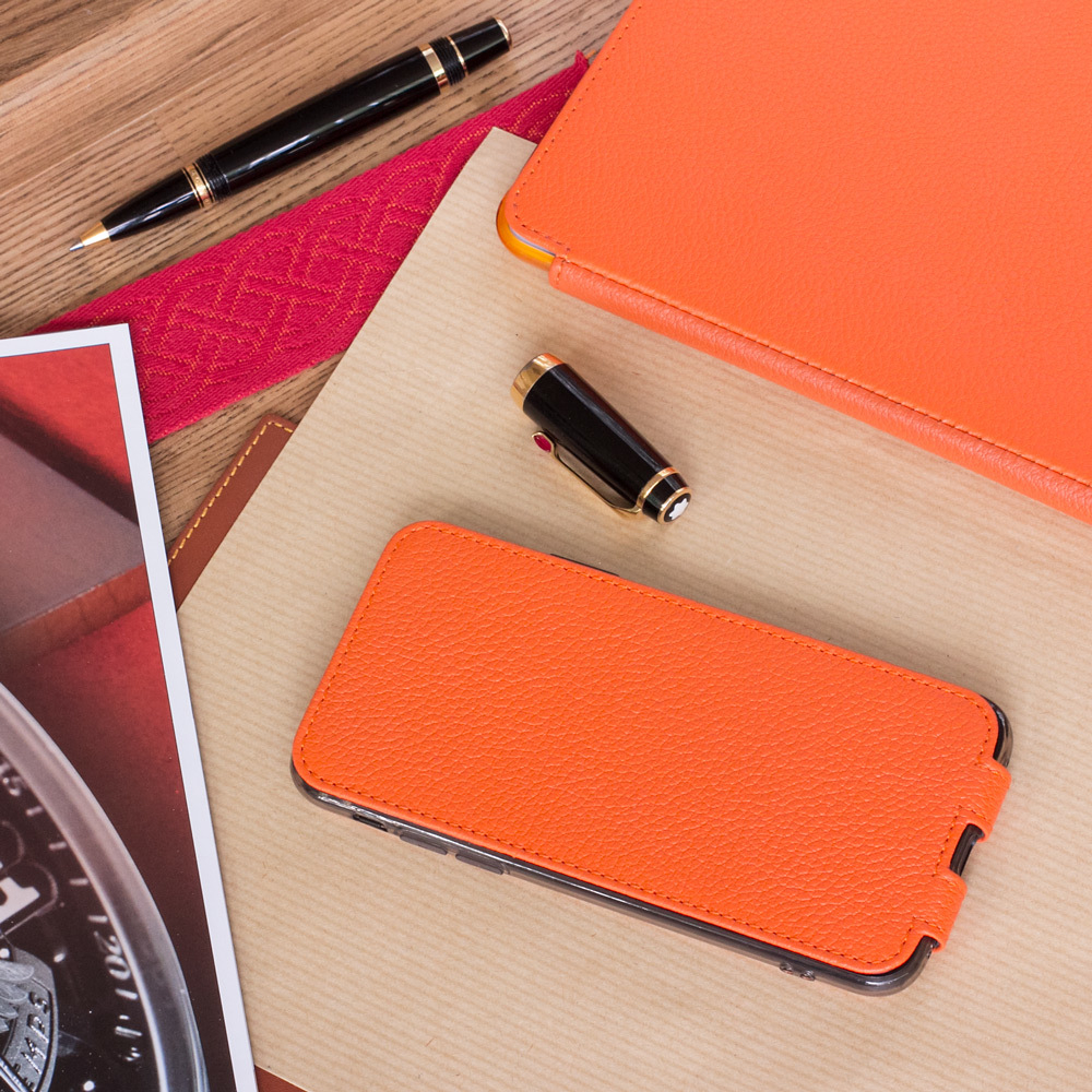 Чехол для iPhone XR из натуральной кожи теленка, оранжевого цвета