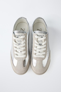 ZARA БЛЕСТЯЩИЕ КРОССОВКИ, СЕРЕБРИСТЫЙ