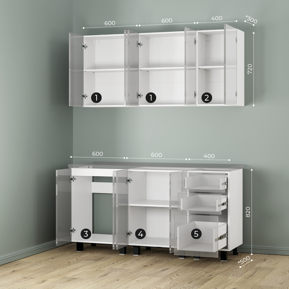 Кухня 1,6 м Санторини сильвер F13