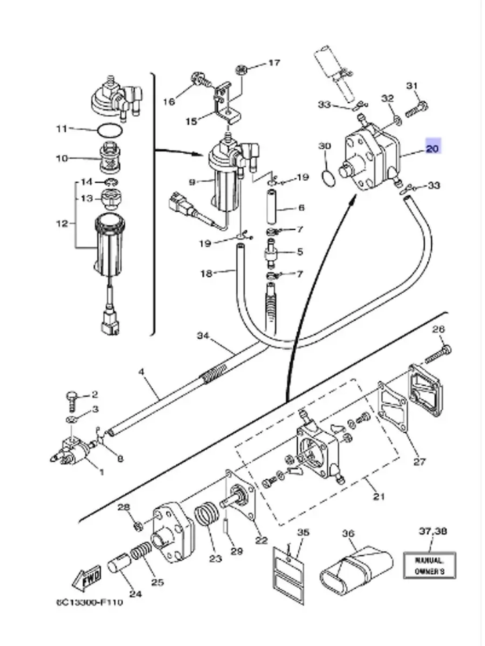 Бензонасос Yamaha F30/F40/F50/F60