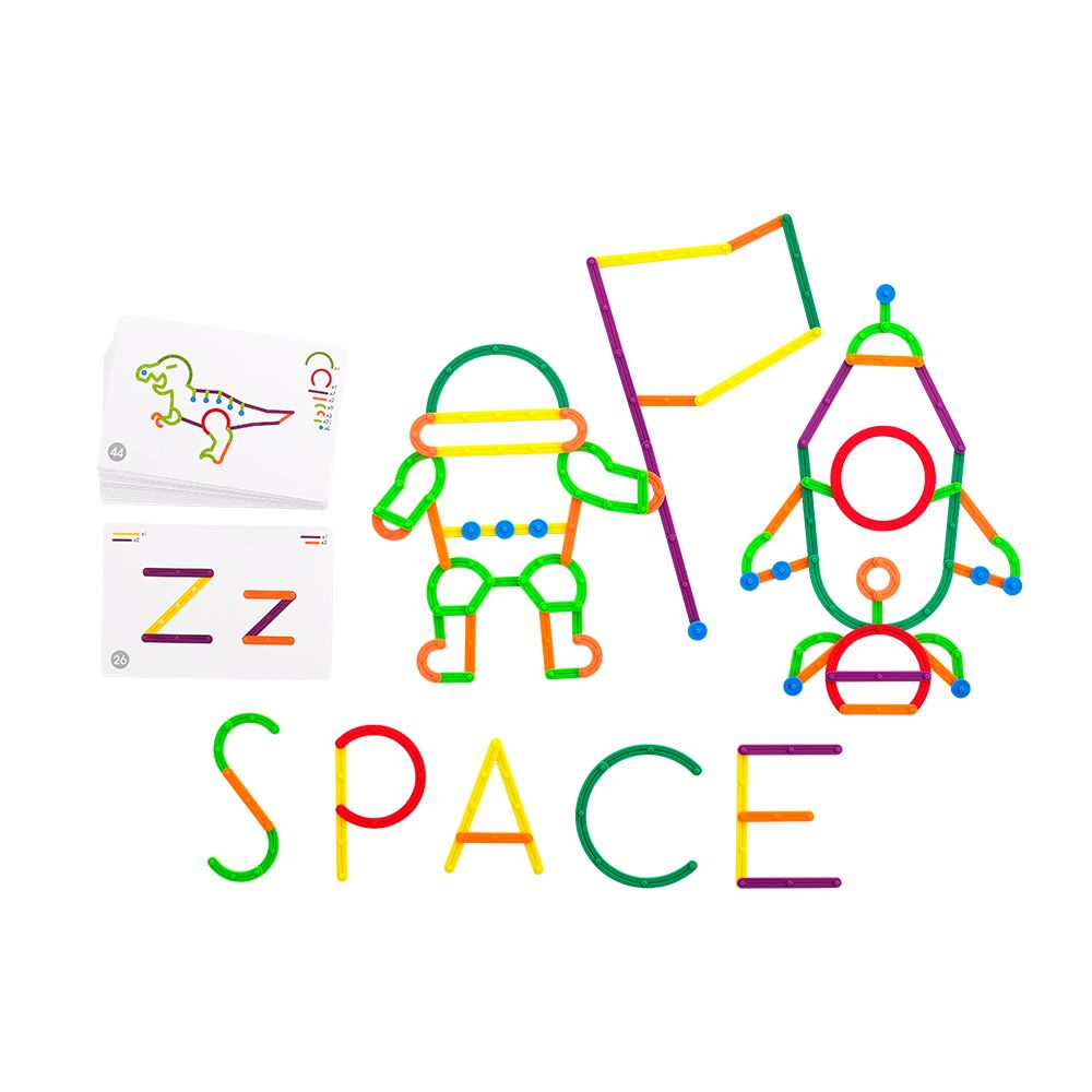 Палочки счетные Геостикс (200 дет). Конструктор букв с карточками (25 шт.)