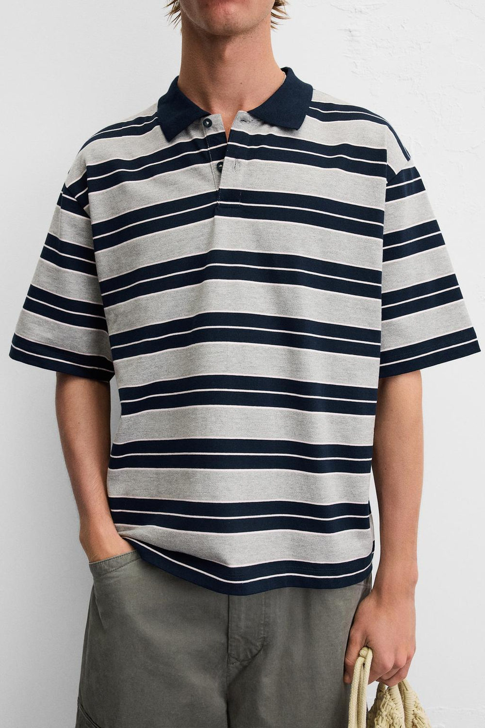 Поло relaxed fit в полоску