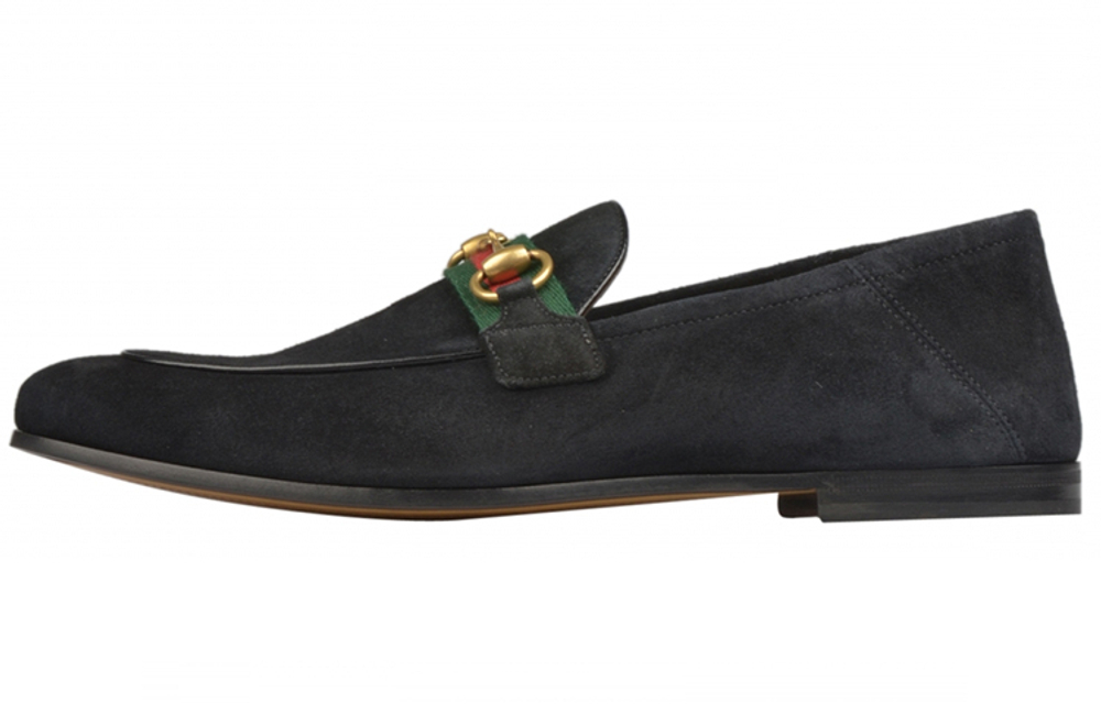 GUCCI Gucci Horsebit Suede Fashion Loafers Flat Shoes Men's Black