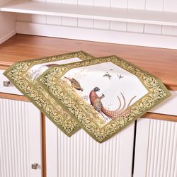 НАБОР САЛФЕТОК ИЗ 2-Х ШТ "ОХОТА" 40Х40СМ, ТВИЛ,100% ХЛОПОК, СОБАКА