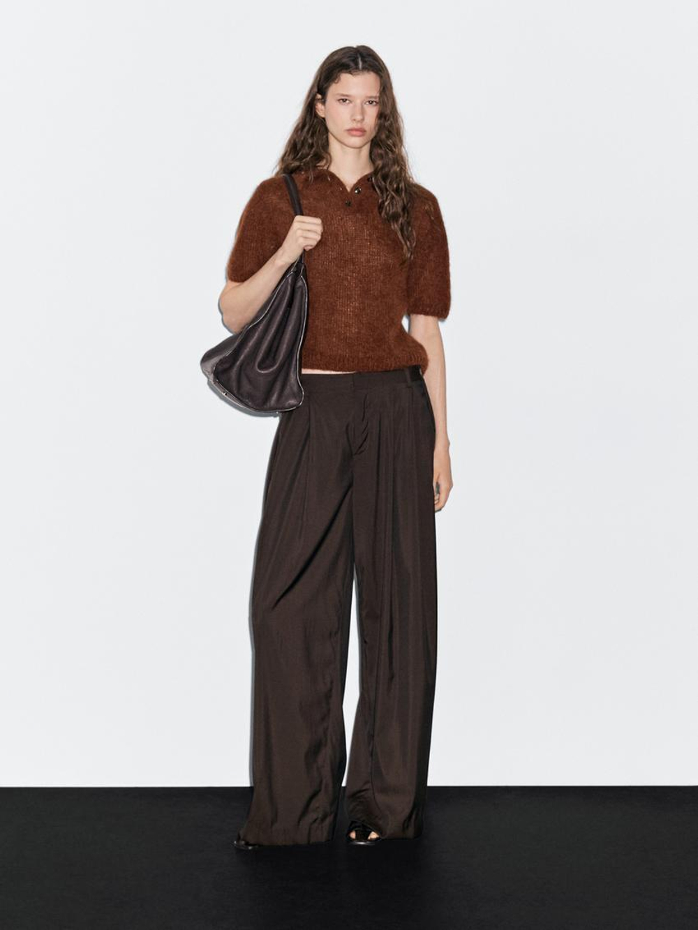 Massimo Dutti Трикотажный свитер из смесовой альпаки, черепичный