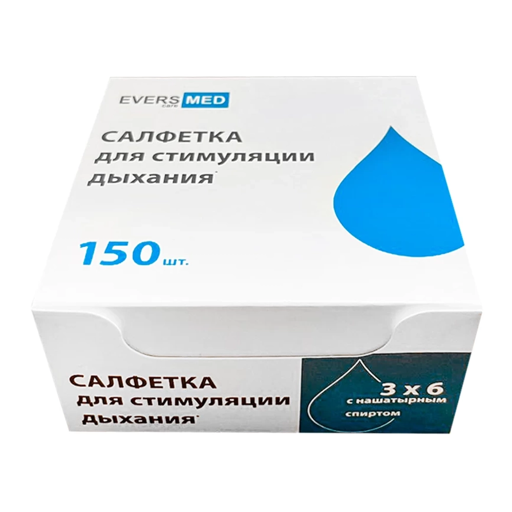 Салфетка с нашатырем для стимуляции дыхания Eversmed 3х6 см 150 шт